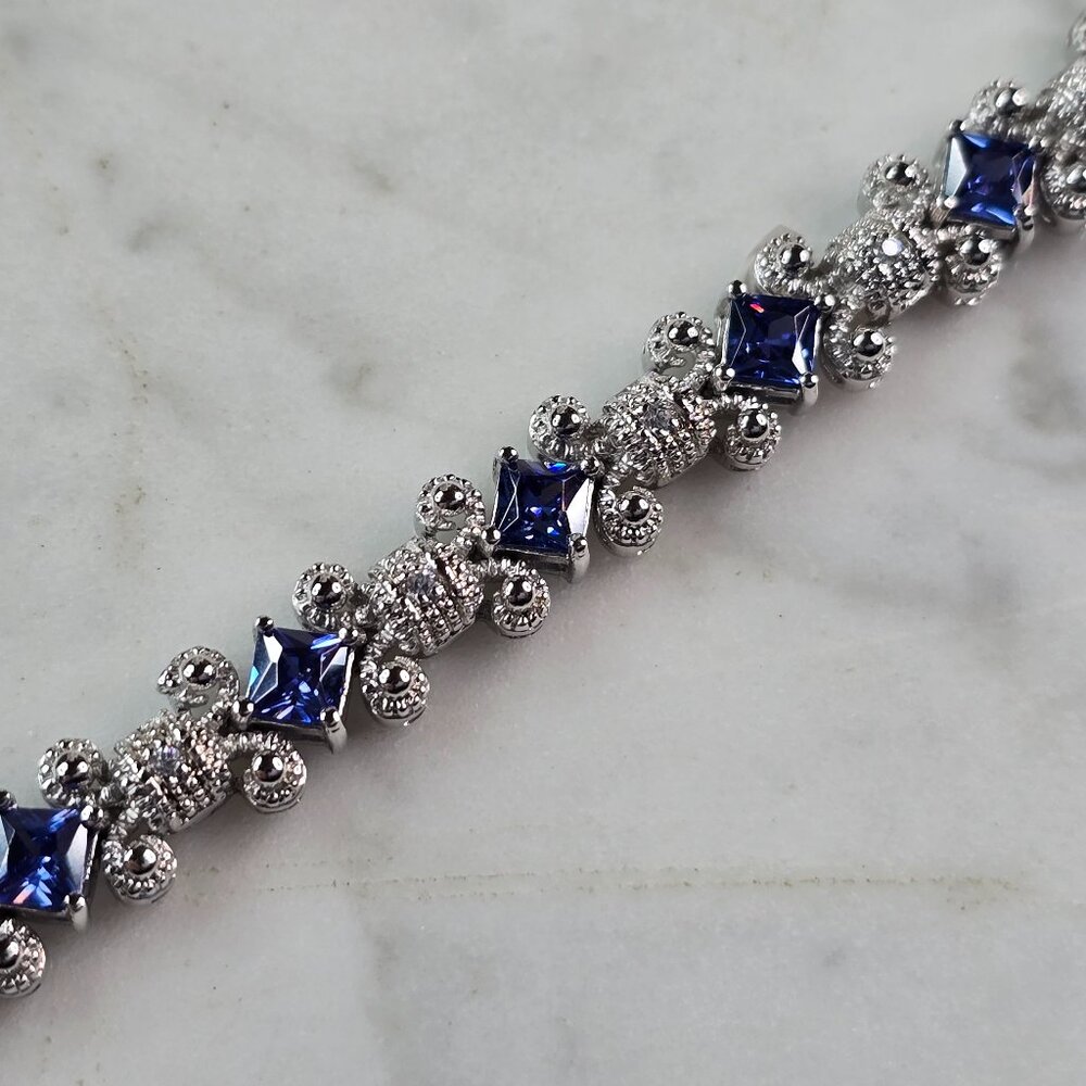Womens Vintage Estate Sterling Silver Tanzanite Bracelet 21.9g E1569
